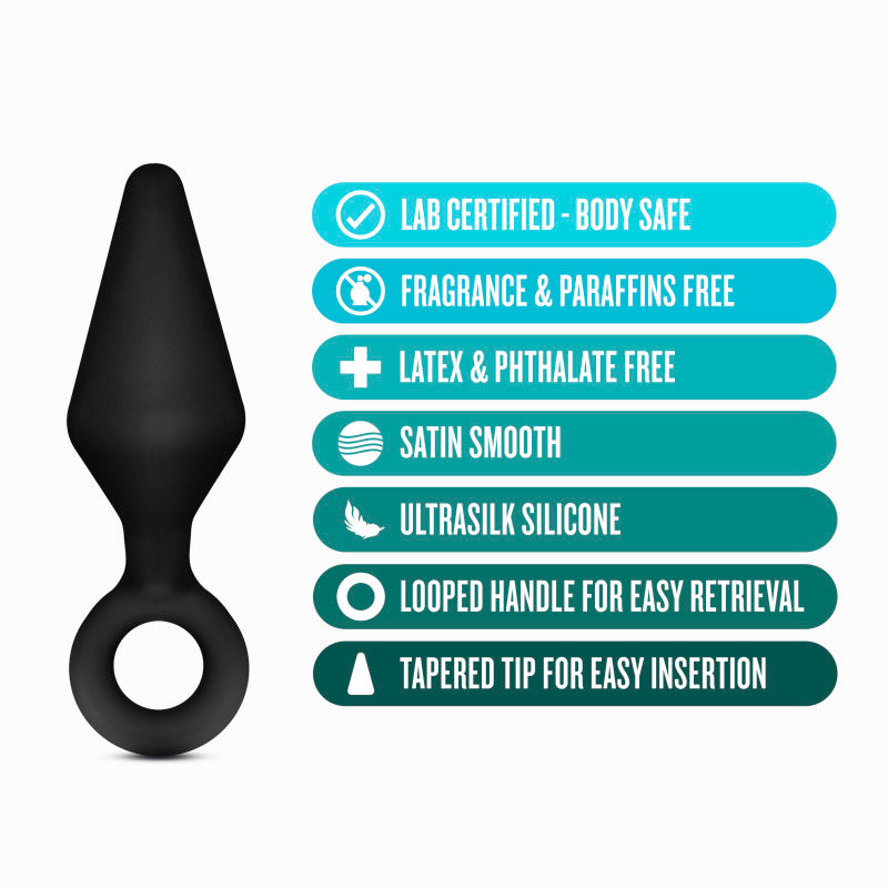 Anal Adventures Platinum Loop Plug Kit Black Butt Plugs Set Of 3 Sizes