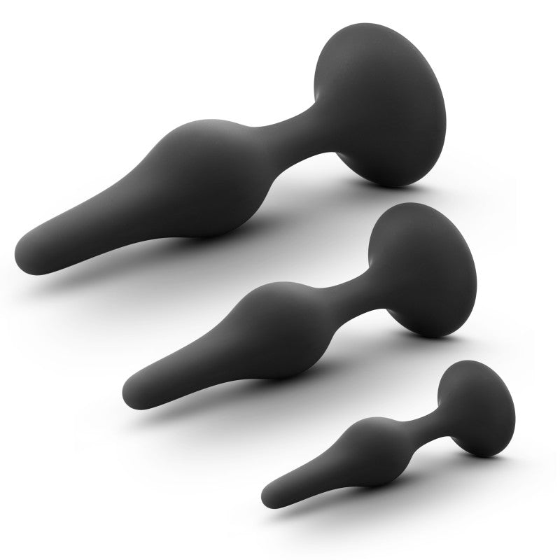 Anal Adventures Platinum Silicone Beginner Plug Kit Black Butt Plug Kit Set Of 3 Sizes