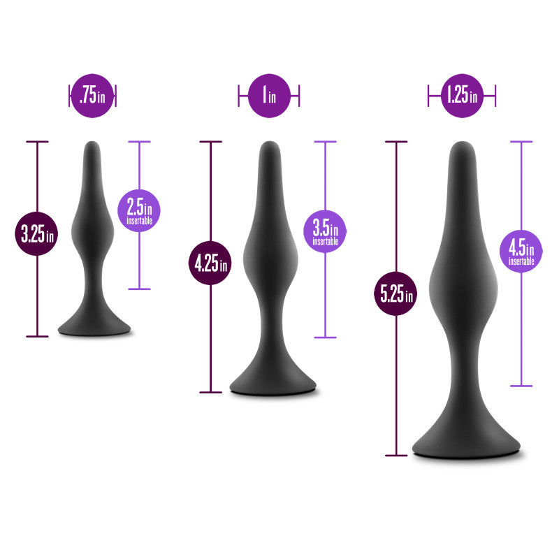 Anal Adventures Platinum Silicone Beginner Plug Kit Black Butt Plug Kit Set Of 3 Sizes