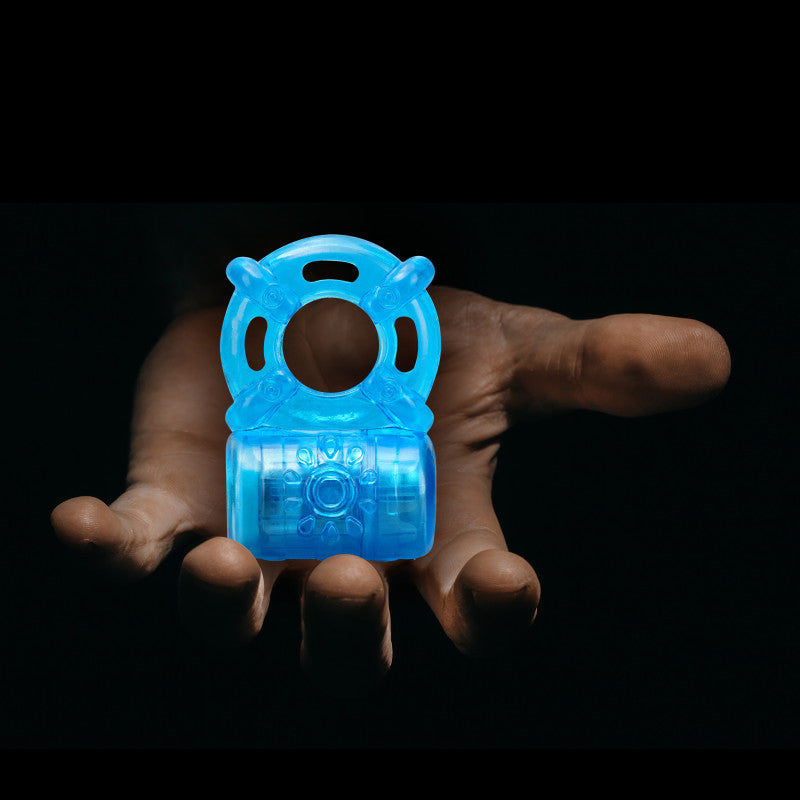 Stay Hard Rechargeable 5 Function Cock Ring Blue Usb Rechargeable Vibrating Cock Ring