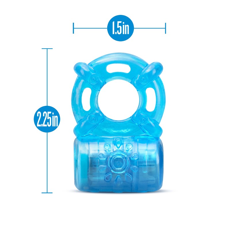 Stay Hard Rechargeable 5 Function Cock Ring Blue Usb Rechargeable Vibrating Cock Ring