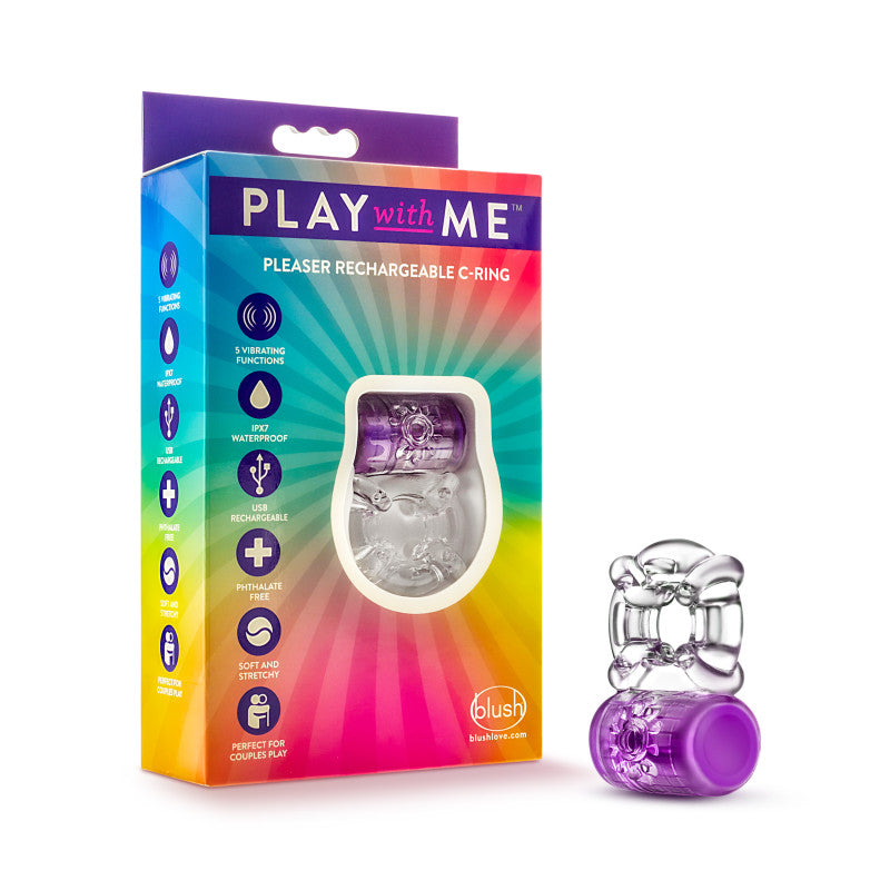 Play With Me Pleaser Rechargeable C Ring Purple Purple Usb Rechargeable Cock Ring