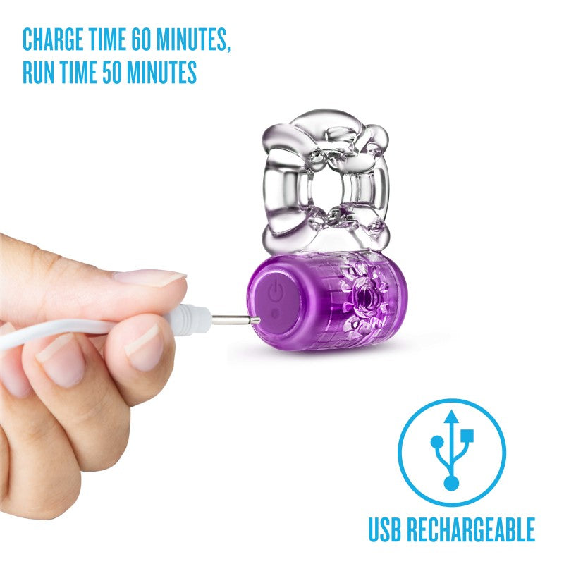 Play With Me Pleaser Rechargeable C Ring Purple Purple Usb Rechargeable Cock Ring