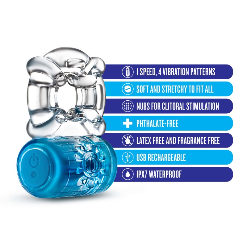 Play With Me Pleaser Rechargeable C Ring Blue Blue Rechargeable Cock Ring