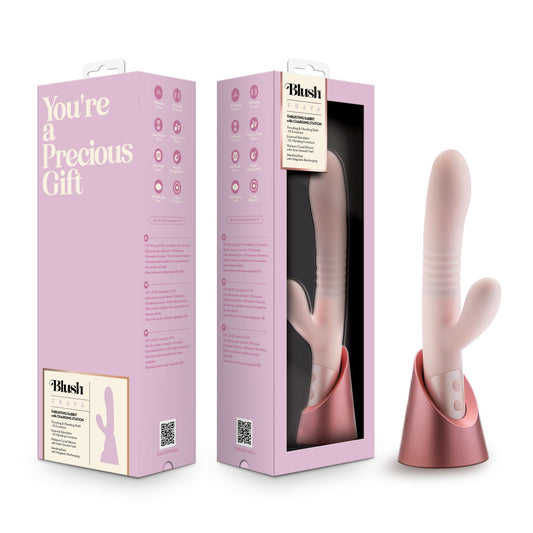 Blush Fraya Pink Pink 24.1 Cm Usb Rechargeable Thrusting Rabbit Vibrator
