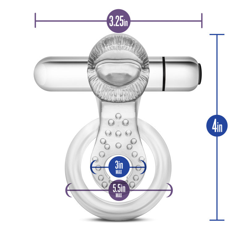Stay Hard 10 Function Vibrating Tongue Ring Clear Vibrating Cock & Ball Ring