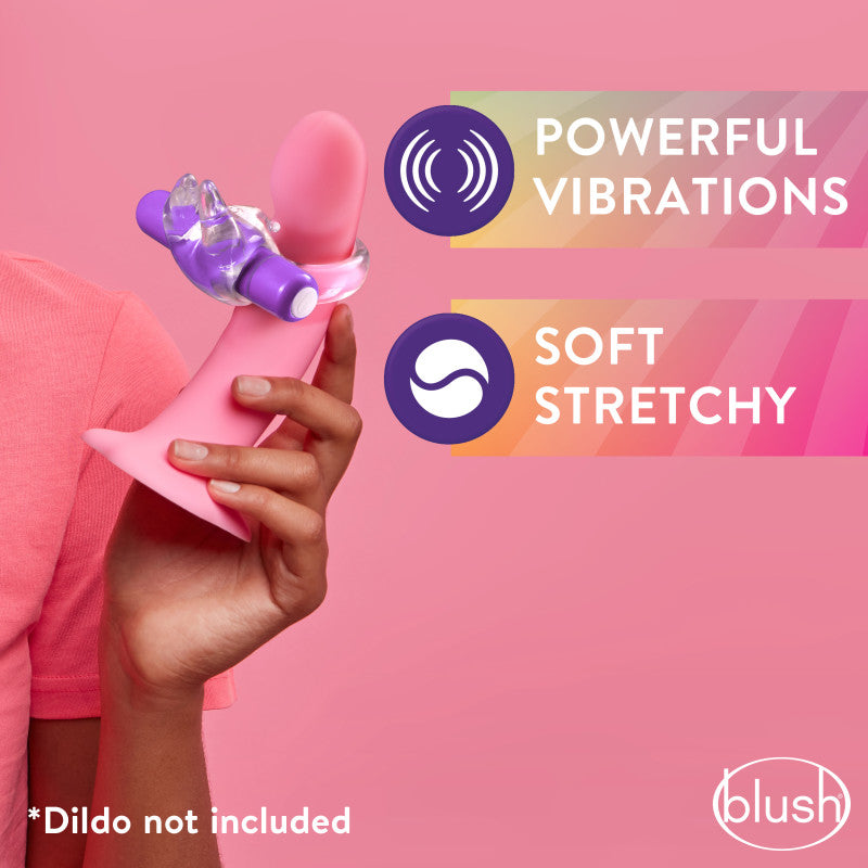 Play With Me Bull Vibrating C Ring Clear/Purple Vibrating Cock Ring
