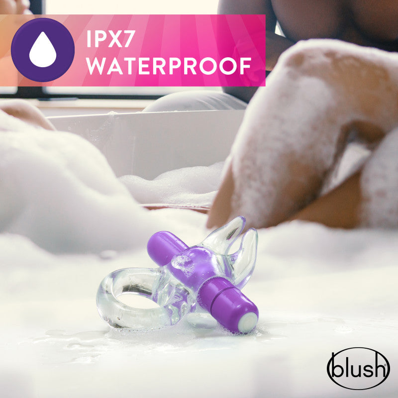 Play With Me Bull Vibrating C Ring Clear/Purple Vibrating Cock Ring