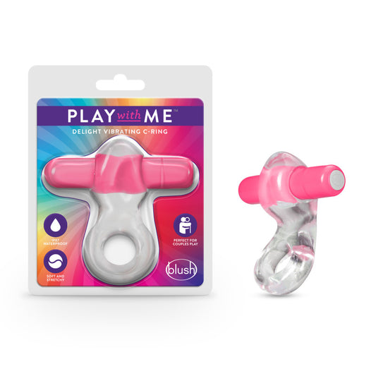 Play With Me Delight Vibrating C Ring Clear/Pink Vibrating Cock Ring