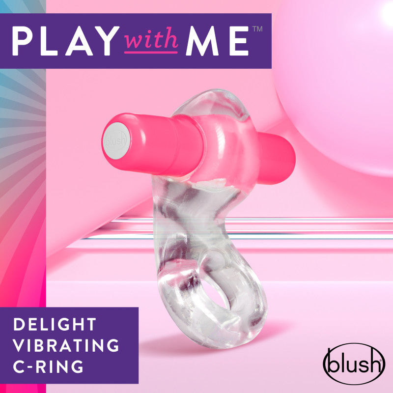 Play With Me Delight Vibrating C Ring Clear/Pink Vibrating Cock Ring