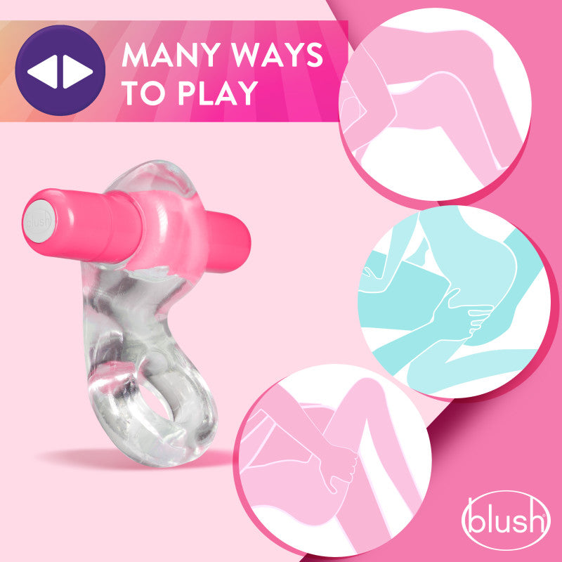 Play With Me Delight Vibrating C Ring Clear/Pink Vibrating Cock Ring