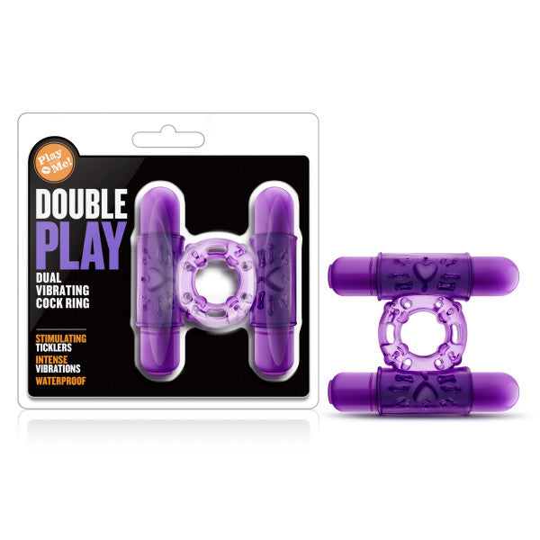 Play With Me Double Play Purple Dual Vibrating Cock Ring
