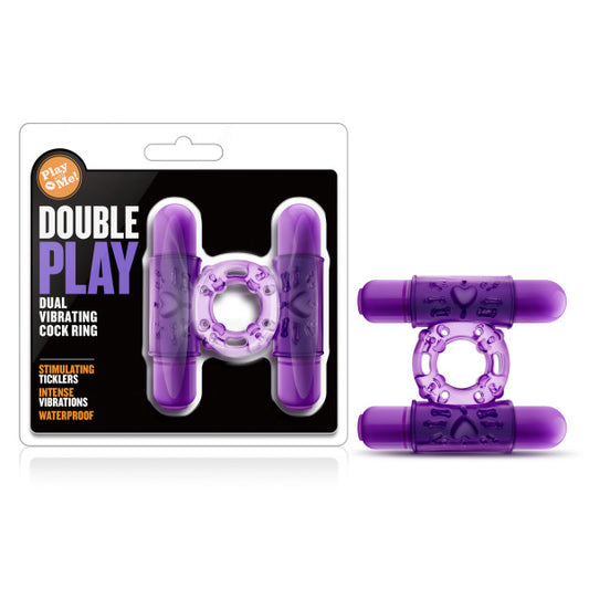 Play With Me Double Play Purple Dual Vibrating Cock Ring