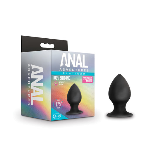 Anal Adventures Platinum Anal Stout Plug Medium Black 7.6 Cm Medium Butt Plug