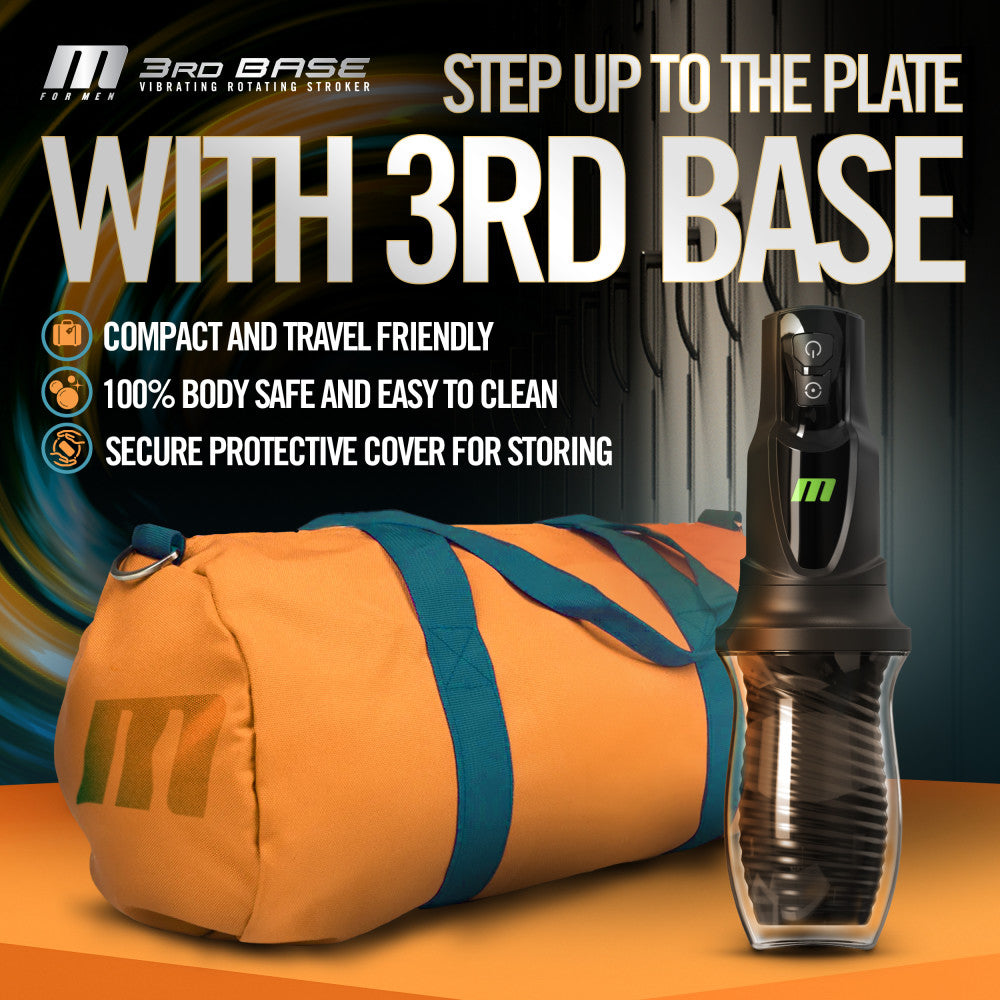 M For Men 3rd Base Black Usb Rechargeable Vibrating & Rotating Auto Stroker