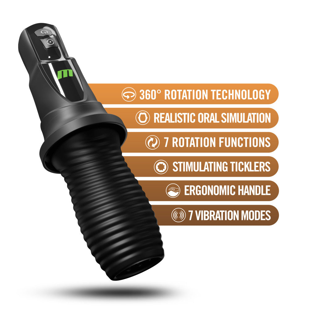 M For Men 3rd Base Black Usb Rechargeable Vibrating & Rotating Auto Stroker
