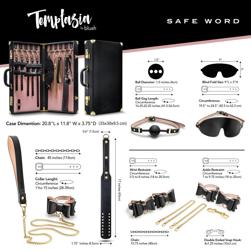 Temptasia Safe Word Bondage Kit With Suitcase 9 Piece Bondage Set