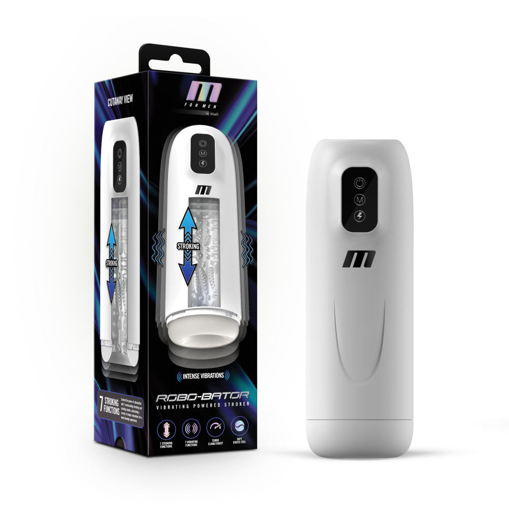 M For Men Robo Bator White Usb Rechargeable Vibrating Auto Stroker