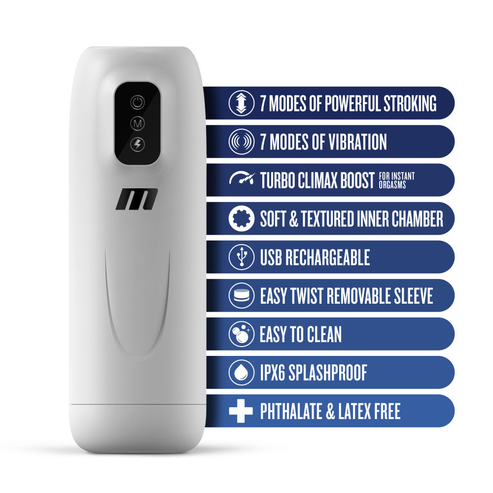 M For Men Robo Bator White Usb Rechargeable Vibrating Auto Stroker