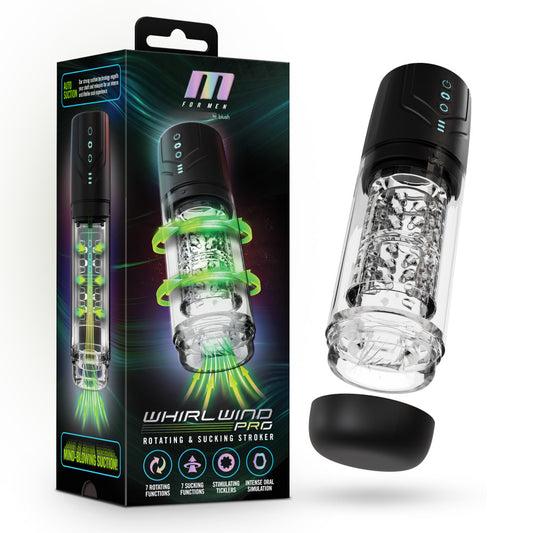 M For Men Whirlwind Pro Clear Usb Rechargeable Rotating & Sucking Auto Stroker