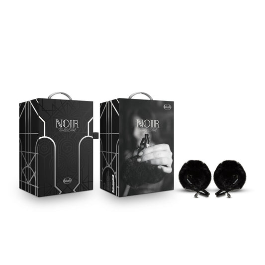 Noir Pom Adjustable Nipple Clamps Black Furry Nipple Clamps