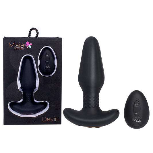 Maia Devin Black Usb Rechargeable Vibrating Butt Plug
