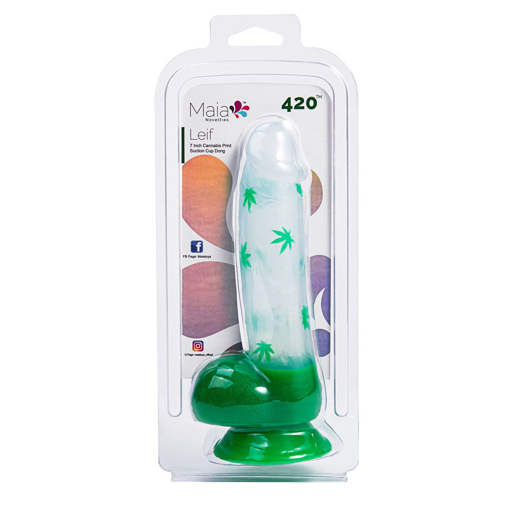 Maia Leif Clear/Green 17.8 Cm Leaf Print Dong