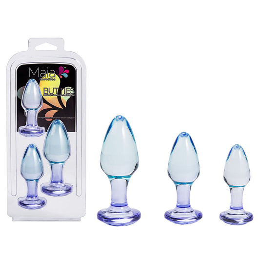 Maia Butties Clear Butt Plugs Set Of 3 Sizes