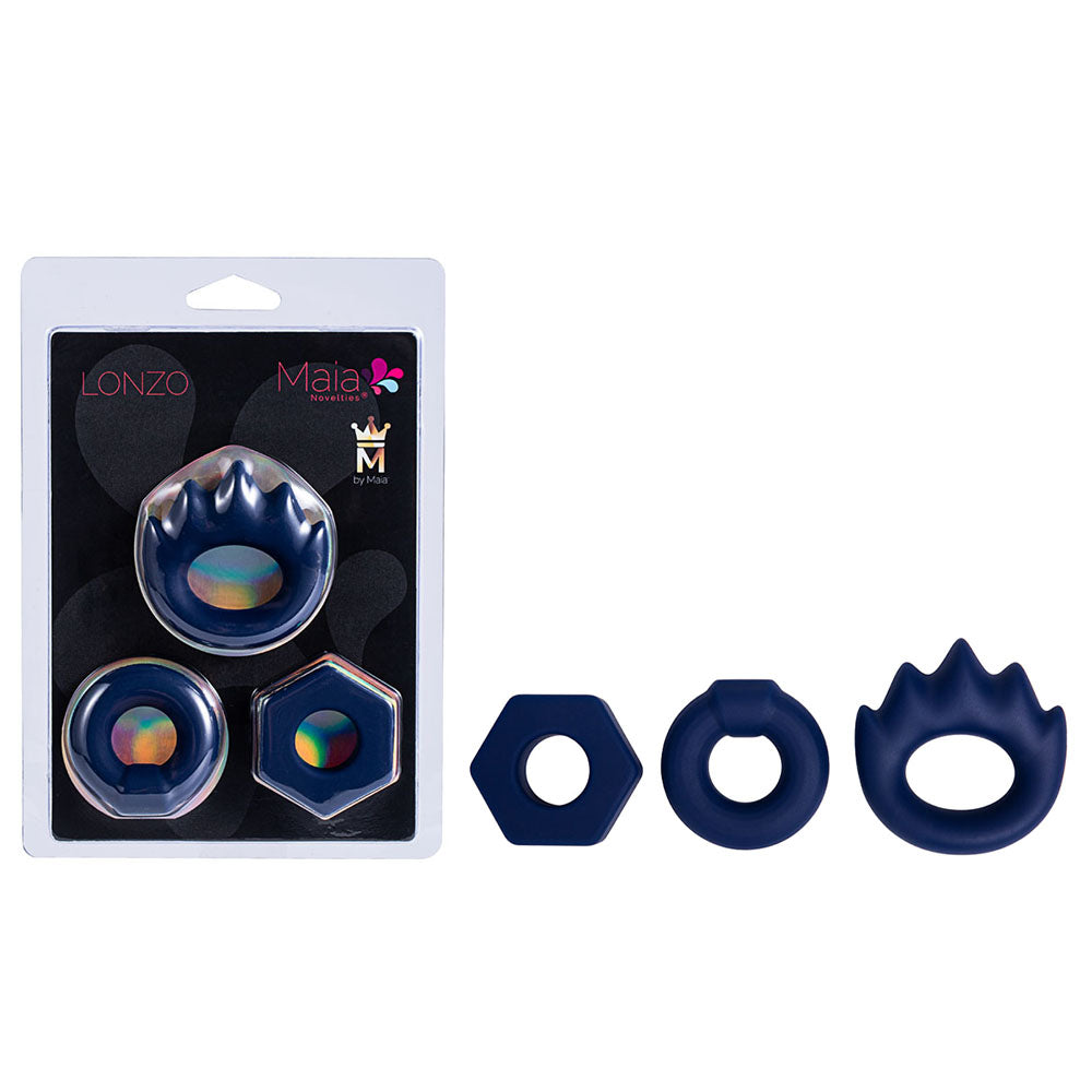 Maia Lonzo Blue Silicone Cock Rings Set Of 3