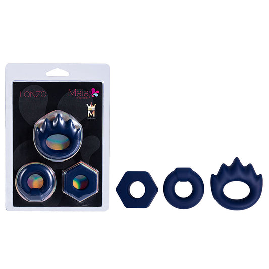 Maia Lonzo Blue Silicone Cock Rings Set Of 3