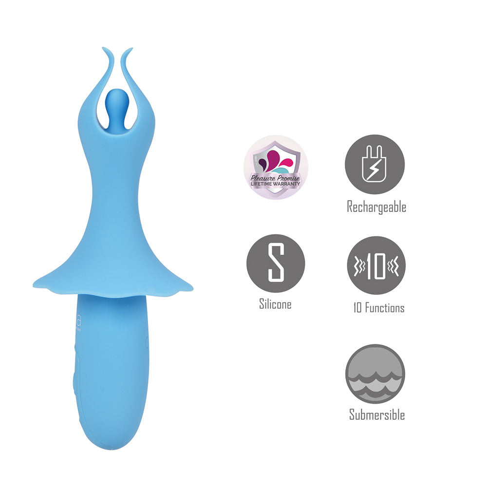 Maia Sienna Blue Blue 15.2 Cm Usb Rechargeable Fluttering Bullet