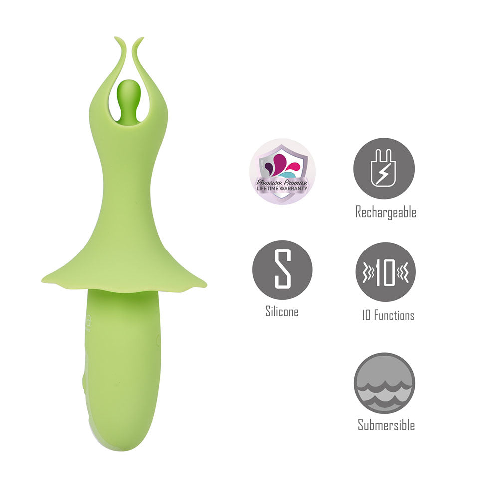 Maia Sienna Green Green 15.2 Cm Usb Rechargeable Fluttering Bullet
