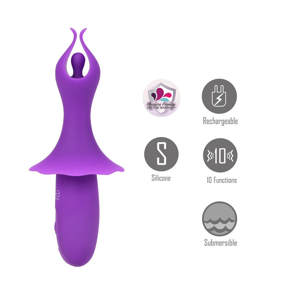 Maia Sienna Purple Purple 15.2 Cm Usb Rechargeable Fluttering Bullet