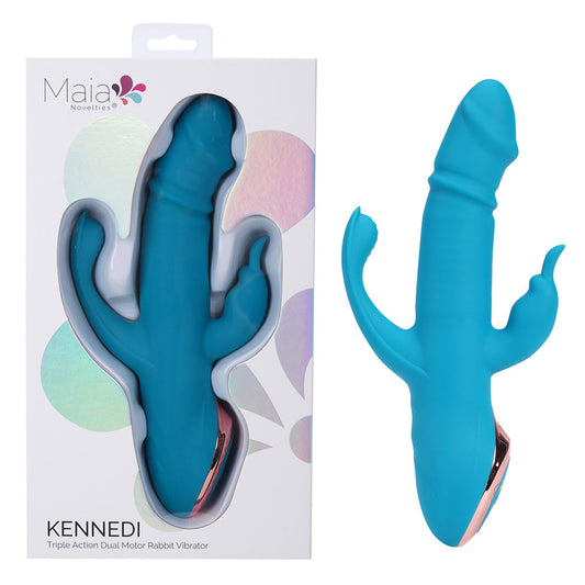 Maia Kennedi Blue 23.5 Cm Usb Rechargeable Triple Stimulating Vibrator