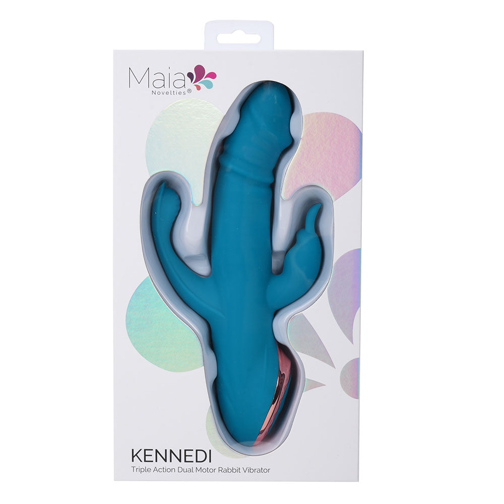 Maia Kennedi Blue 23.5 Cm Usb Rechargeable Triple Stimulating Vibrator