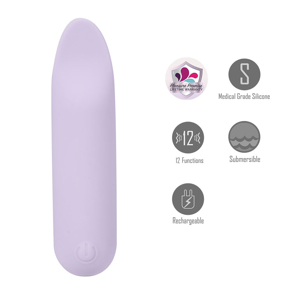 Maia Tawni Lavender Lavender 9 Cm Usb Rechargeable Bullet With Flickering Tip