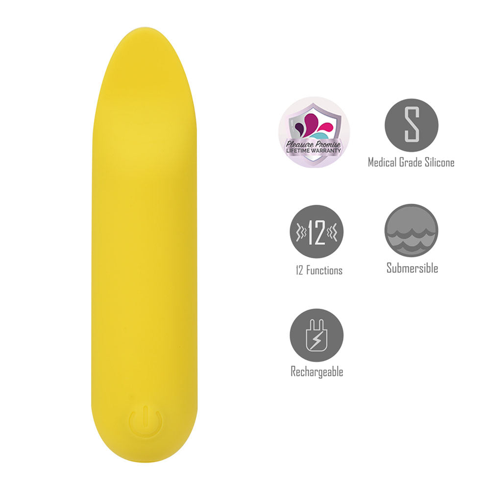 Maia Tawni Yellow Yellow 9 Cm Usb Rechargeable Bullet With Flickering Tip