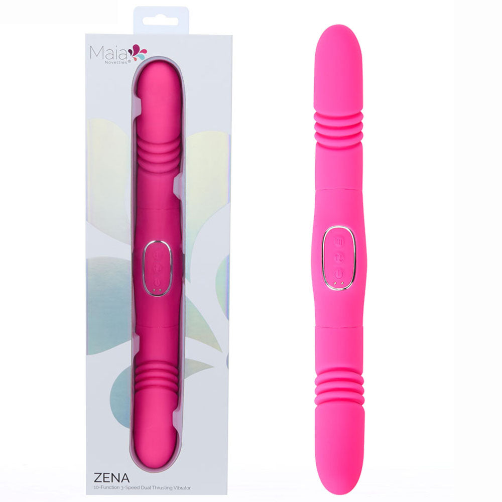 Maia Zena Pink Pink 35.5 Cm Usb Rechargeable Dual Thrusting Double Ended Vibrator