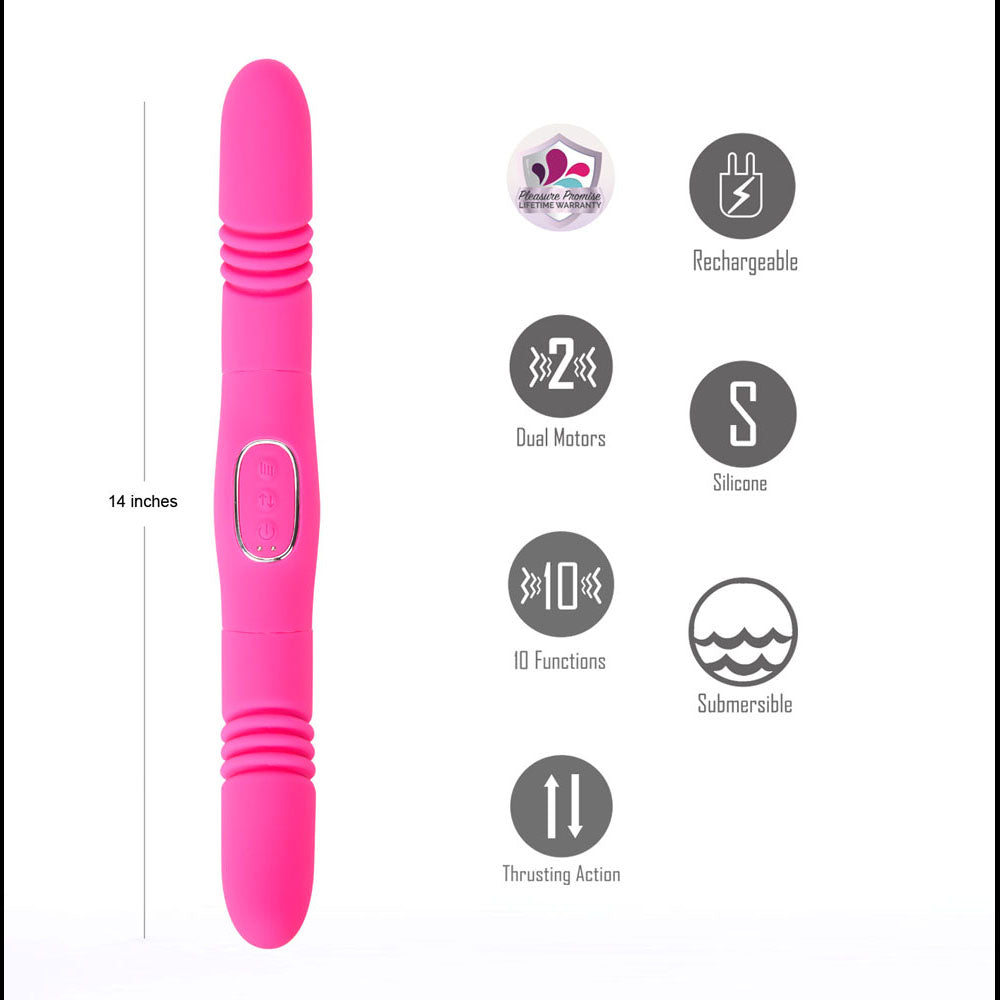 Maia Zena Pink Pink 35.5 Cm Usb Rechargeable Dual Thrusting Double Ended Vibrator