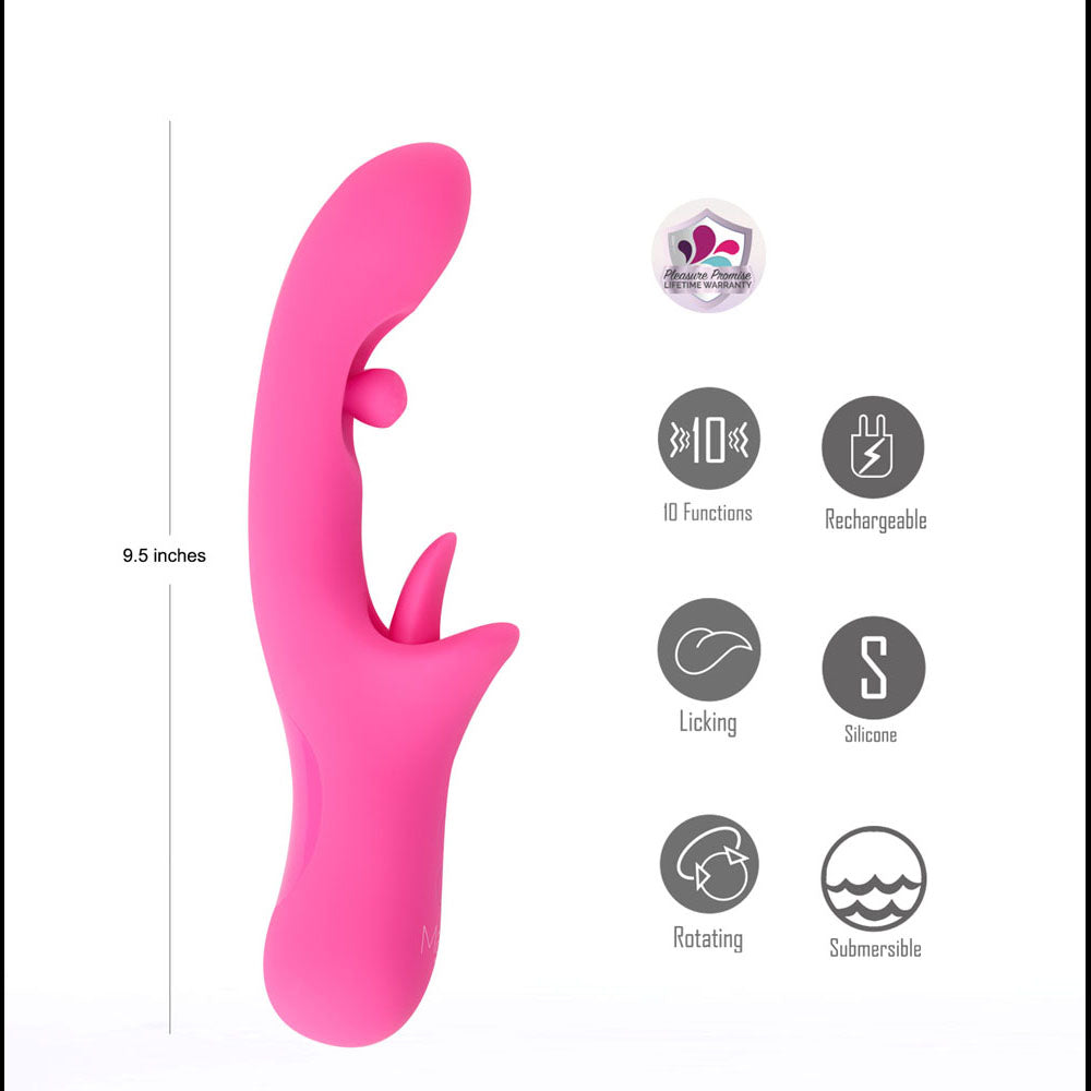 Maia Alora Pink 24.1 Cm Usb Rechargeable Rotating & Licking Vibrator