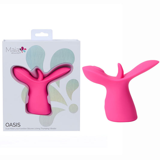 Maia Oasis Pink Pink Usb Rechargeable Dual Motor Licking & Thumping Stimulator