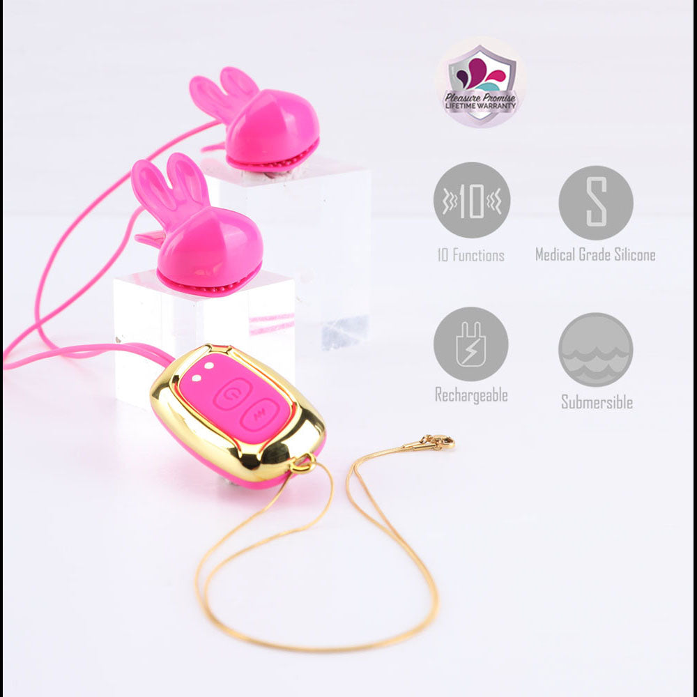 Maia Molli Pink Pink Usb Rechargeable Vibrating Nipple Clamps & Necklace