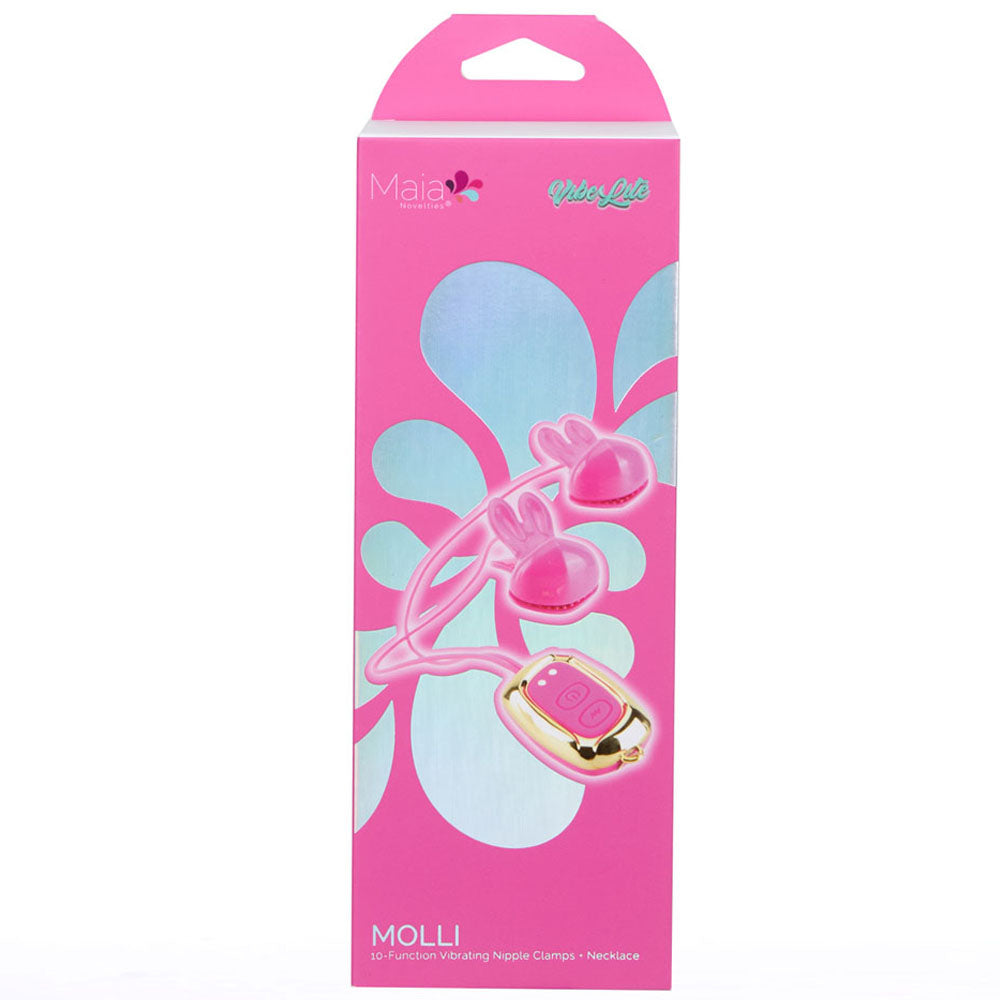 Maia Molli Pink Pink Usb Rechargeable Vibrating Nipple Clamps & Necklace