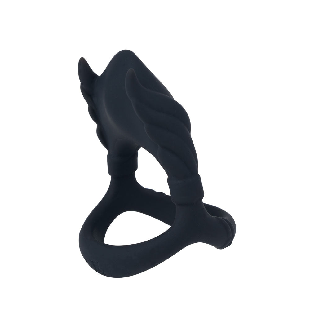 Maia Rocky Black Black Usb Rechargeable Vibrating Cock & Balls Ring
