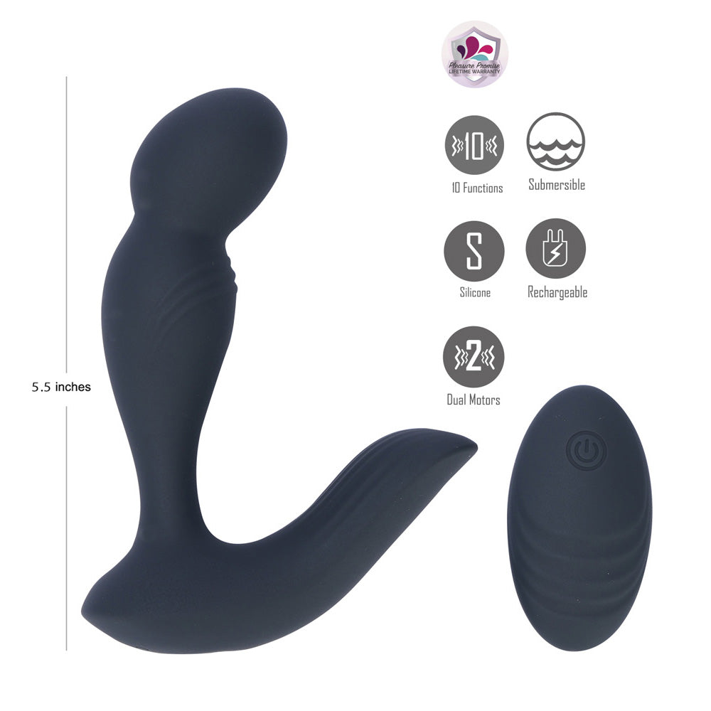 Maia Colton Black Black Usb Rechargeable Vibrating Prostate Massager With Wireless Remote
