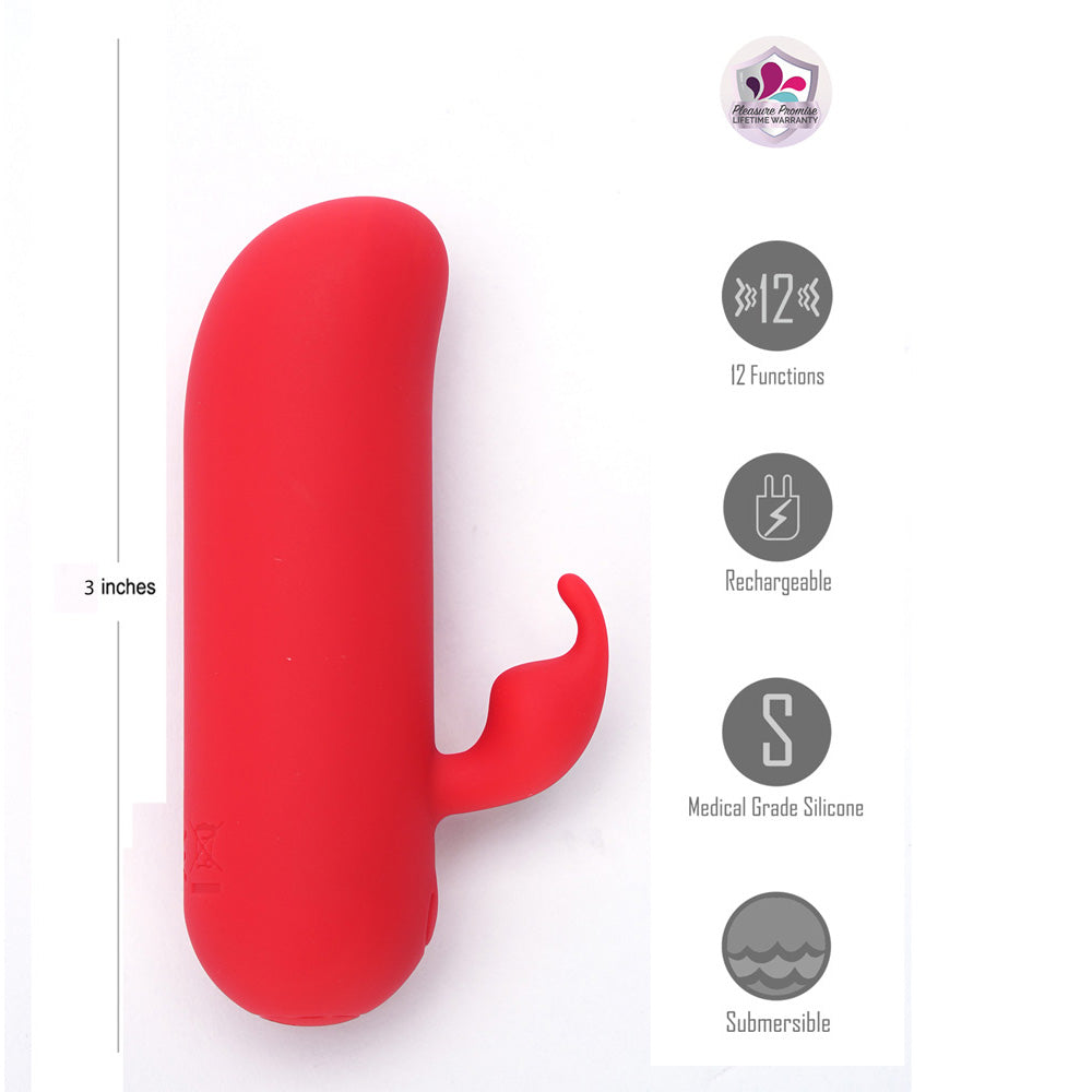 Maia Zia Red 7.6 Cm Usb Rechargeable Mini Bullet Rabbit