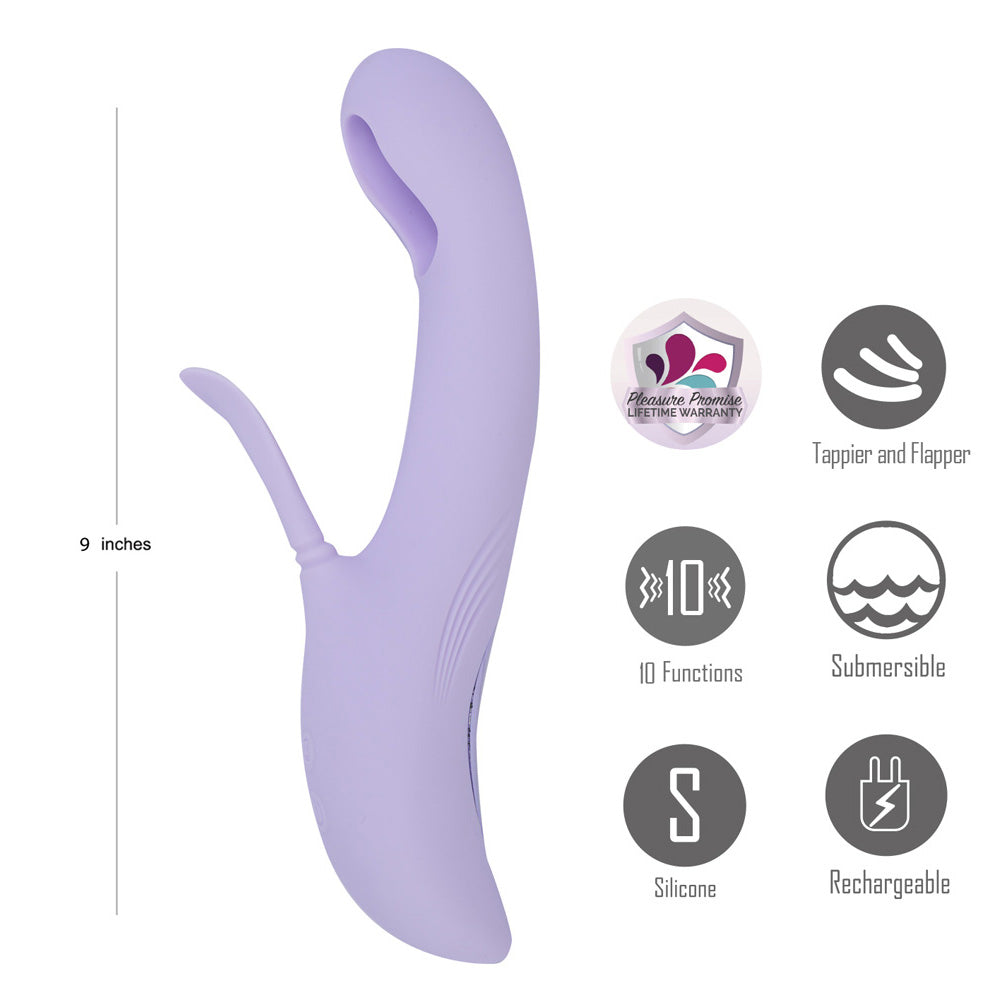 Maia Charli Lavender 22.9 Cm Usb Rechargeable Flapping & Tapping Rabbit Vibrator