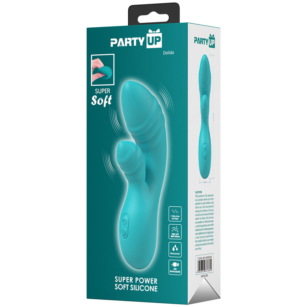 Party Up Dalida Teal Teal 16.2 Cm Usb Rechargeable Rabbit Vibrator