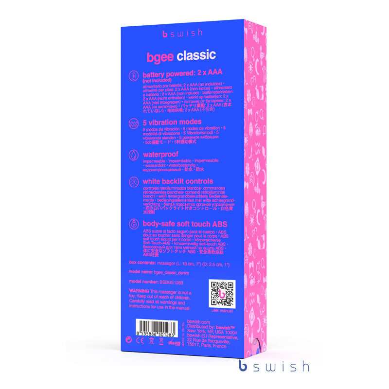 Bgee Classic Denim Denim Blue 18 Cm Vibrator