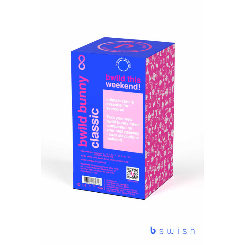 Bwild Classic Bunny Infinite Limited Edition Pacific Blue Pacific Blue 15.2 Cm Usb Rechargeable Rabbit Vibrator With Limited Edition Storage Case